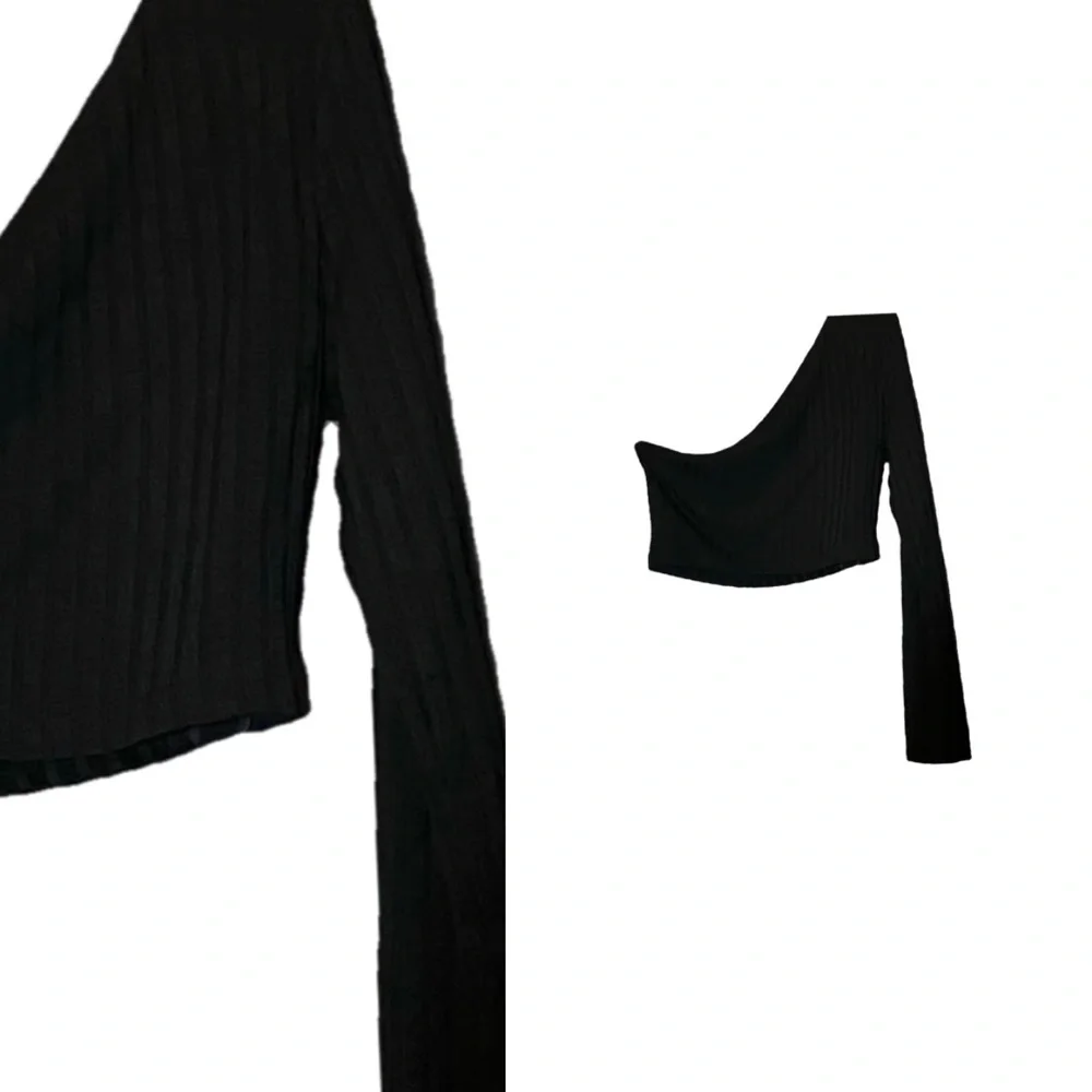 One Shoulder Rib-Knit Crop Top - Picture 1 of 1
